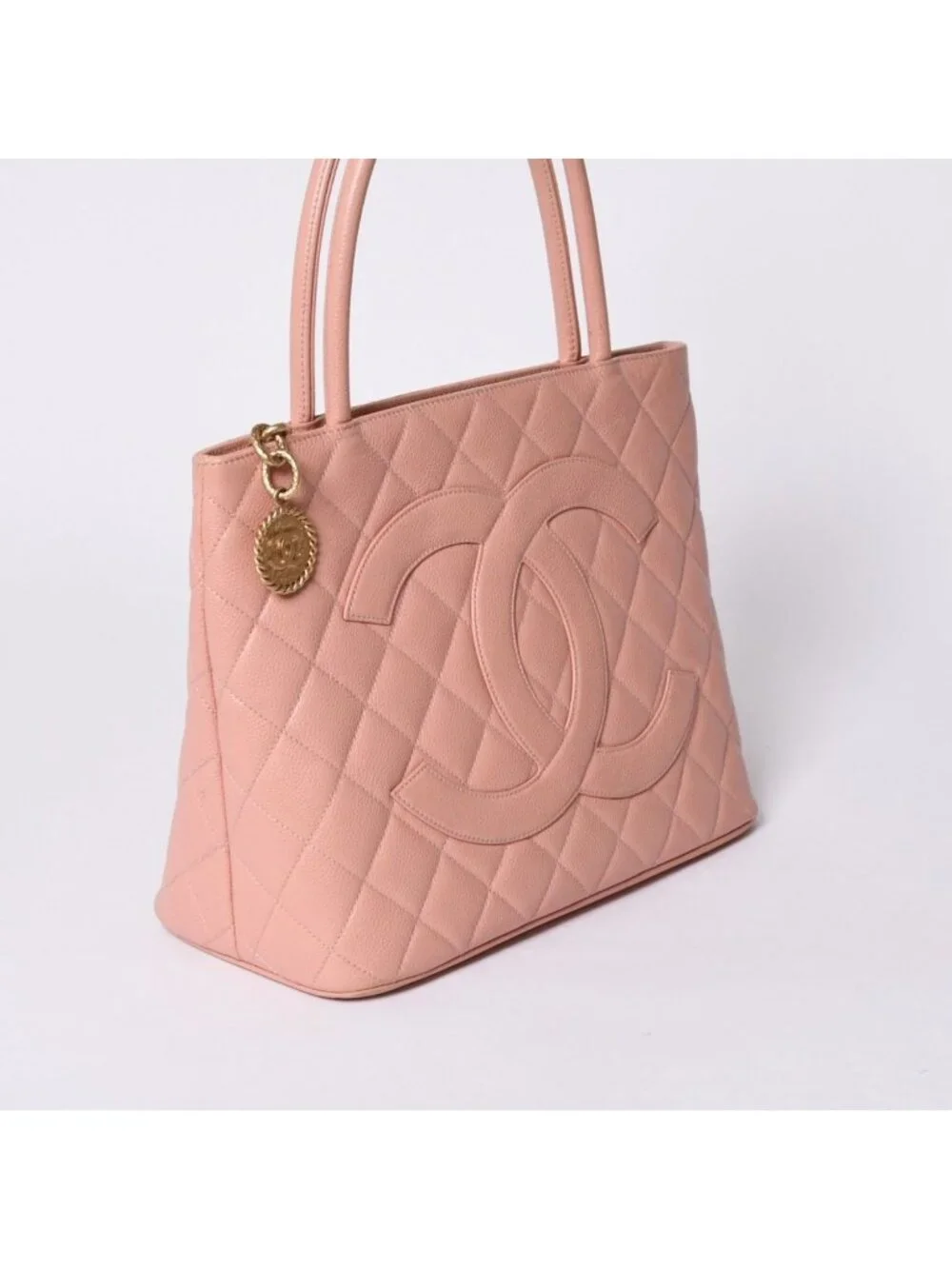 Chanel Reissue Tote Handbag CC Logo Caviar Leather Pink